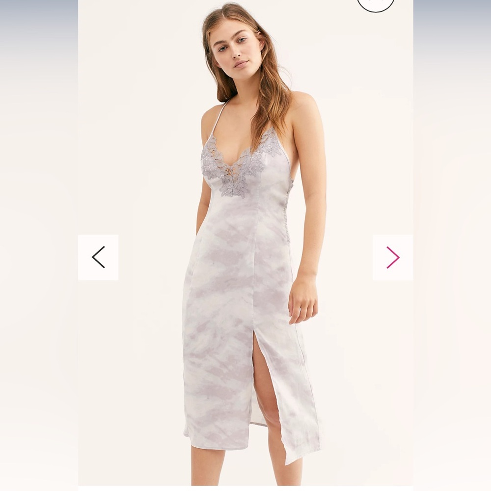 FREE PEOPLE Chasing Shadows Slip Dress  blue gray size S